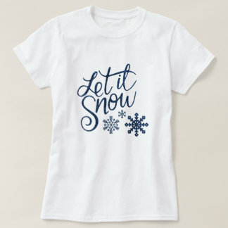 Niedlicher Lasst es Schnee Weihnachten mit blauen  T-Shirt