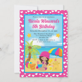 Niedlicher Latina Girl Beach Kindergeburtstag Einladung