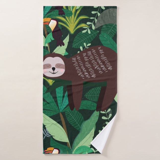 Niedlicher Lauf in grün-tropischen Illustrationsmu Badehandtuch (Badehandtuch)