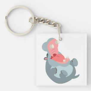 Niedlicher Laughing Cartoon Hippo Acrylic Schlüsse Schlüsselanhänger