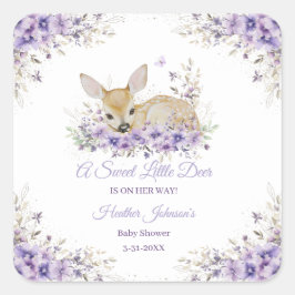 Niedlicher Lavendel Lila Blumenkinderdusche Quadratischer Aufkleber