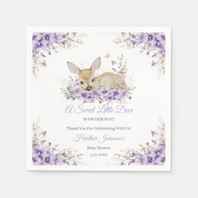 Niedlicher Lavendel Lila Blumenkinderdusche Serviette (Vorderseite)
