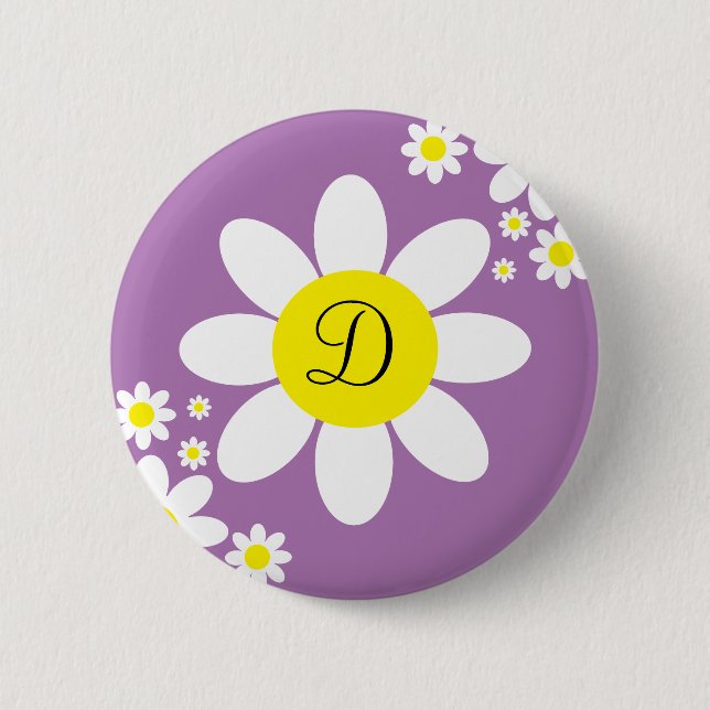 Niedlicher Lavendel- und White-Daisy-Single Button (Vorderseite)