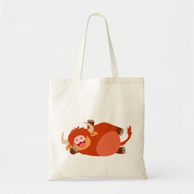 Niedlicher Lazy-Cartoon Hochland-Kuhtasche Tragetasche (Vorne)
