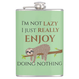 Niedlicher Lazy Sloth, der auf Baumwoll-Funny-Text Flachmann