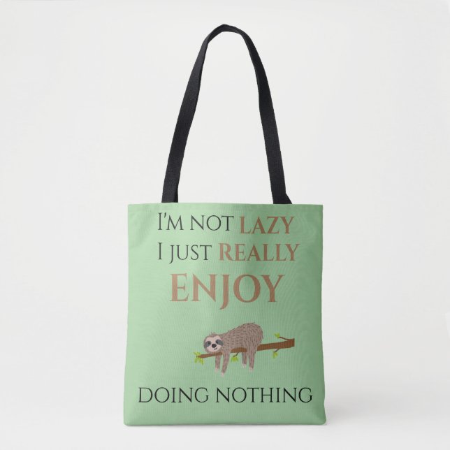 Niedlicher Lazy Sloth, der auf Baumwoll-Funny-Text Tasche (Vorderseite)