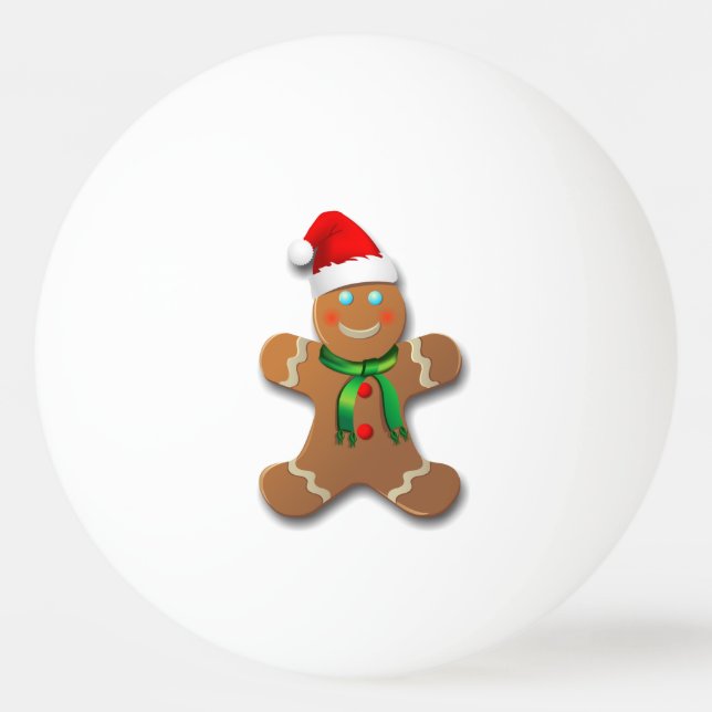 Niedlicher Lebkuchen-Mann mit einer roten Tischtennisball (Vorderseite)