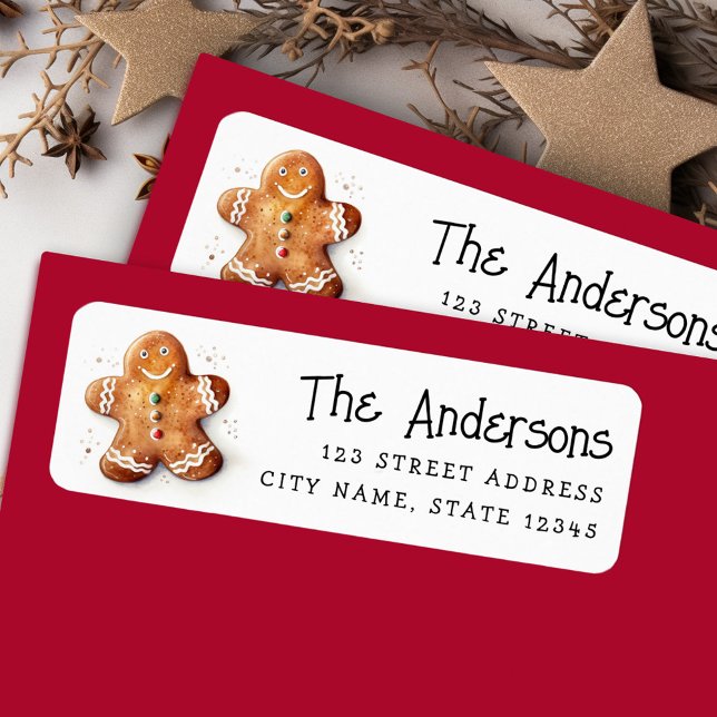 Niedlicher Lebkuchen Rücksendeadresse (Cute dopey gingerbread man return address label)