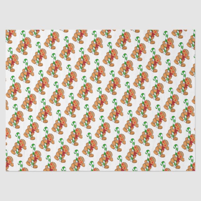 Niedlicher Lebkuchenmann mit Candy Cane Seidenpapier (Vorderseite)