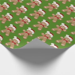 niedlicher Lebkuchenmann mit Weihnachtsmannmütze Geschenkpapier
