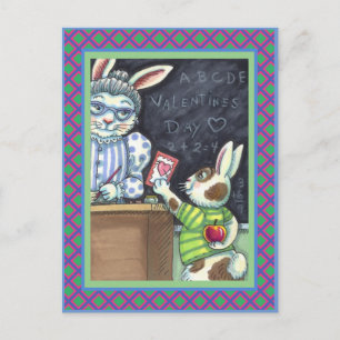 NIEDLICHER LEHRER-BUNNY-RABBIT FEIERTAGSPOSTKARTE