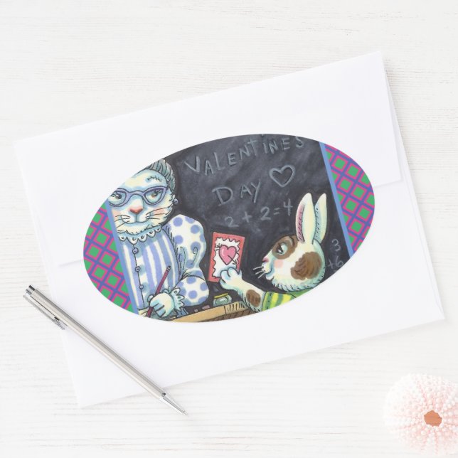 NIEDLICHER LEHRER-BUNNY-RABBIT OVALER AUFKLEBER (Umschlag)