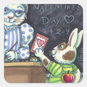 NIEDLICHER LEHRER-BUNNY-RABBIT QUADRATISCHER AUFKLEBER