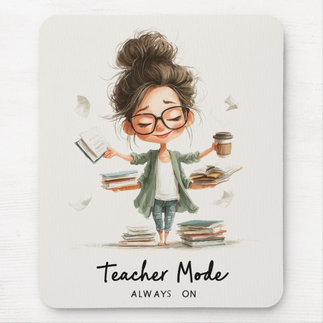 Niedlicher Lehrer Cartoon mit "Lehrermodus immer e Mousepad (Vorne)
