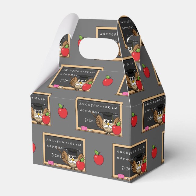 Niedlicher Lehrer mit Apple-Cartoon Geschenkschachtel (Vorderseite)