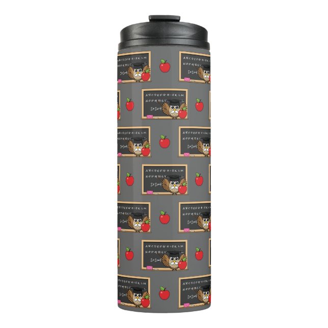 Niedlicher Lehrer mit Apple-Cartoon Thermosbecher (Vorderseite)