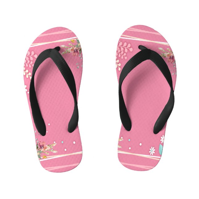 Niedlicher, leichter Ton Pastel Soft Pink Floral K Kinderbadesandalen (Fußbett)
