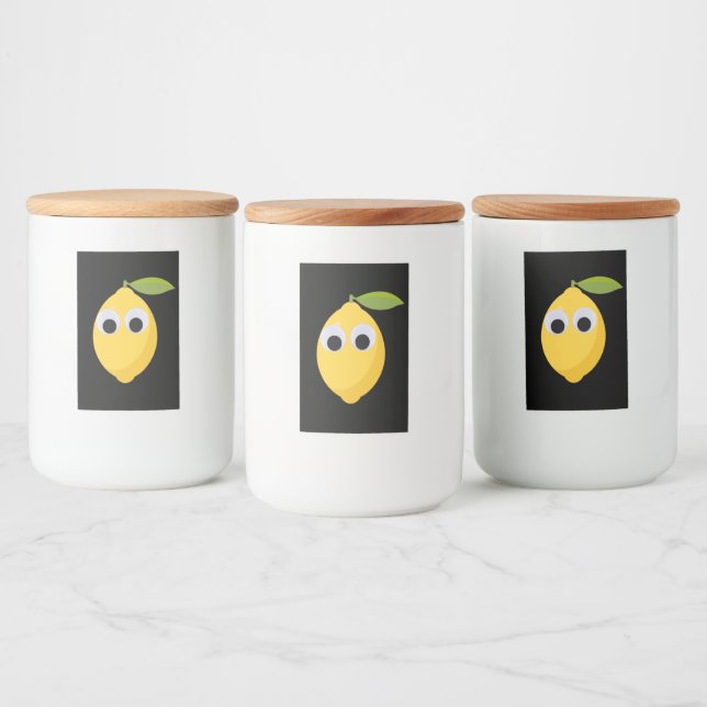 Niedlicher Lemon-Charakter mit Googly Eyes Lebensmitteletikett (Flaschen)