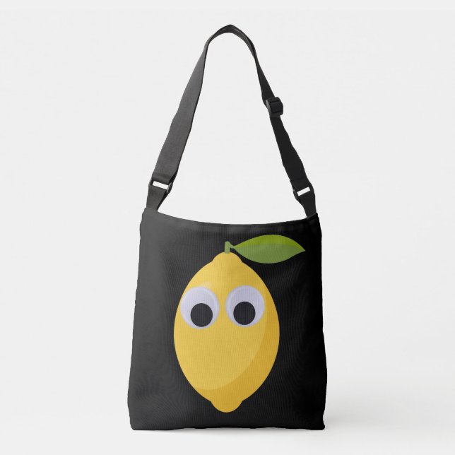 Niedlicher Lemon-Charakter mit Googly Eyes Tragetaschen Mit Langen Trägern (Vorderseite)
