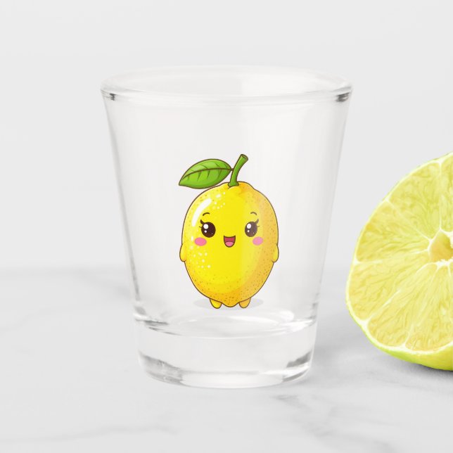 Niedlicher Lemon-Charakter Schnapsglas (Vorderseite)
