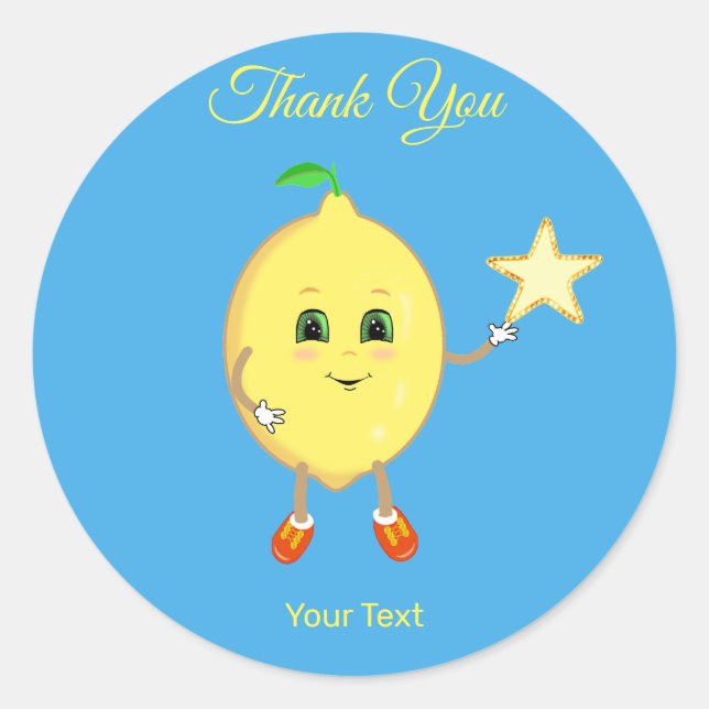 Niedlicher Lemon und Logo-Star Vielen Dank Runder Aufkleber (Vorderseite)