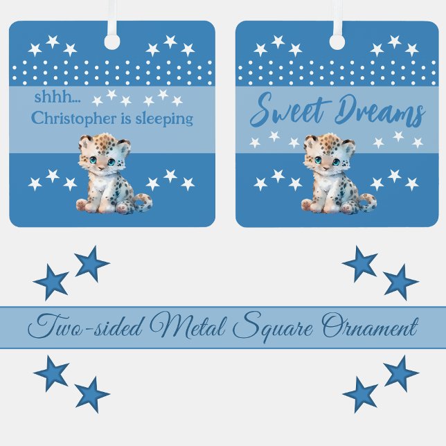 Niedlicher Leopard, der den Namen hinzufügt, schlä Ornament Aus Metall (Von Creator hochgeladen)