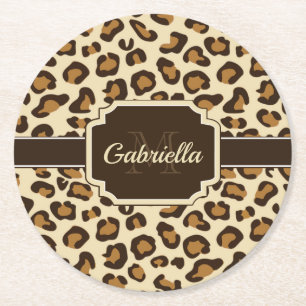 Niedlicher Leopard-Druck Runder Pappuntersetzer
