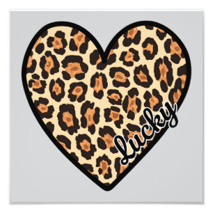 Niedlicher Leopard Herzschlag Valentinstag Fotodruck