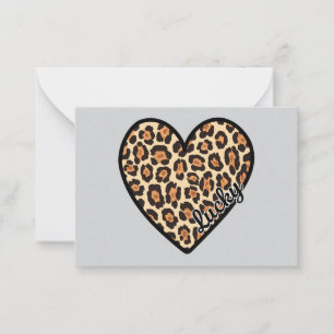 Niedlicher Leopard Herzschlag Valentinstag Mitteilungskarte