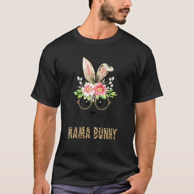 Niedlicher Leopard Kariert Ostern Mama Bunny mit B T-Shirt (Vorderseite)