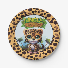 Niedlicher Leopard Print Go Wilde Katze Tierwelt � Pappteller