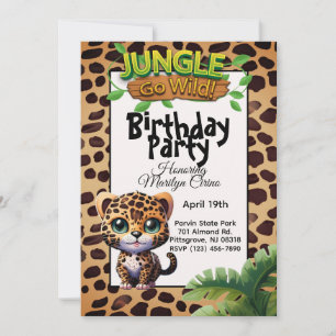 Niedlicher Leopard Print Kitty Cat Go Wild Geburts Einladung