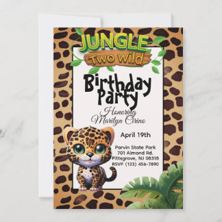 Niedlicher Leopard Print Kitty Cat Two Wild Birthd Einladung