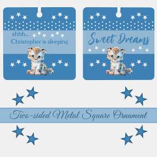 Niedlicher Leopard, psst, Name einfügen, schläft b Ornament Aus Metall
