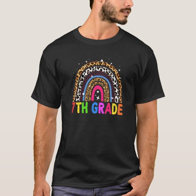 niedlicher Leopard-Regenbogenlehrer Student Ki T-Shirt (Vorderseite)