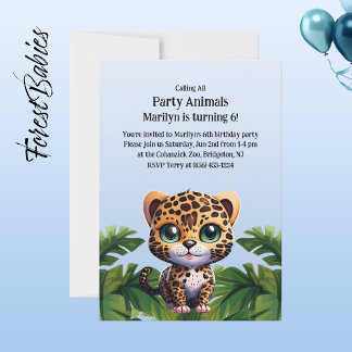 Niedlicher Leopard Tropischer Jungle Safari Party  Einladung
