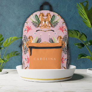 Niedlicher Leoparden-Individuelle Name zurück zur  Bedruckter Rucksack