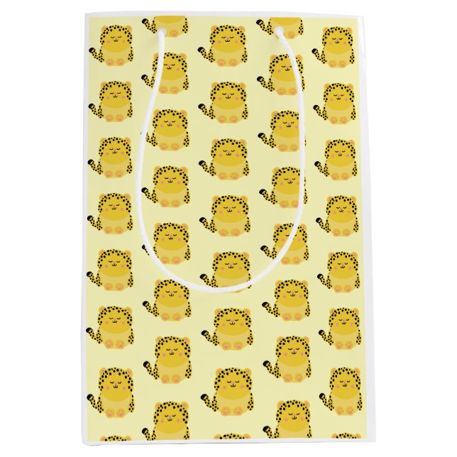 Niedlicher Leopardenbeutel im kawaii-Stil Mittlere Geschenktüte (Vorderseite)