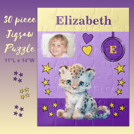 Niedlicher Leopardenname Foto lila Gelbkinder