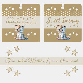 Niedlicher Leopardenname ist "Schlafbraun" Ornament Aus Metall