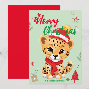 Niedlicher Leopardenname Weihnachtsfeiertag Feiertagskarte