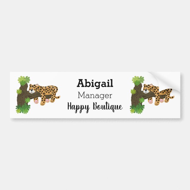 Niedlicher Leopardenschlaf in Cartoon-Abbildung Autoaufkleber (Vorne)