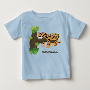 Niedlicher Leopardenschlaf in Cartoon-Abbildung Baby T-shirt