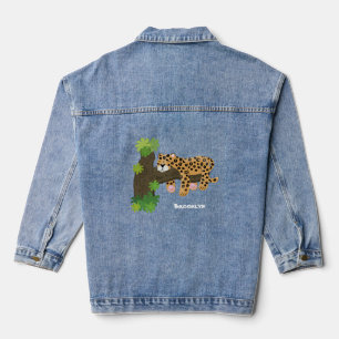 Niedlicher Leopardenschlaf in Cartoon-Abbildung Jeansjacke