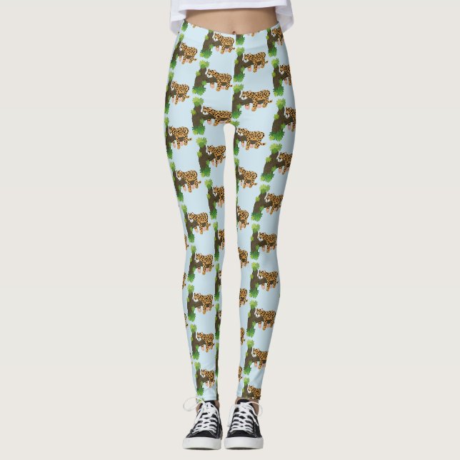 Niedlicher Leopardenschlaf in Cartoon-Abbildung Leggings (Vorderseite)