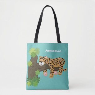 Niedlicher Leopardenschlaf in Cartoon-Abbildung Tasche