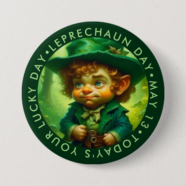 Niedlicher Leprechaun Day, Glückstag Button (Vorderseite)