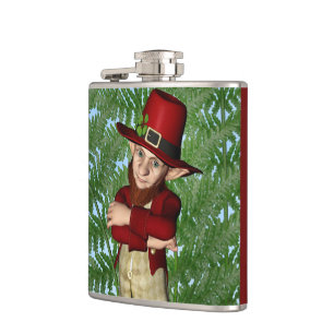 Niedlicher Leprechaun Shamrock Irische Folklore Ku Flachmann