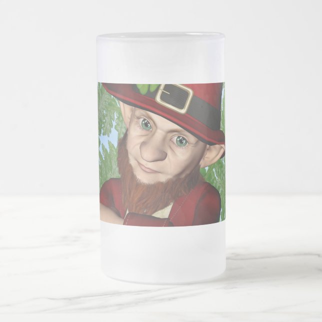 Niedlicher Leprechaun Shamrock Irische Folklore Ku Mattglas Bierglas (Mittel)