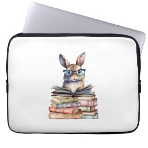 Niedlicher Leserhase mit Brillenbüchern Buchwurm R Laptopschutzhülle